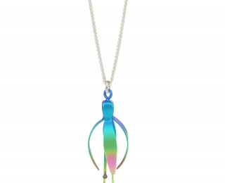 fuchsia flower rainbow pendant