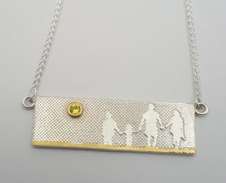 Beach family silver and gold necklace by Charlotte Lowe