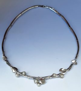 Pearl and Silver Organic Leaf Necklace