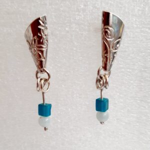 Etched silver stud earrings