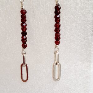 Silver Garnet Drop Earrings