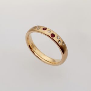 Yellow Gold Ruby and Diamond Scatter Ring