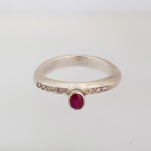 Asymmetric Ruby and Diamond Ring
