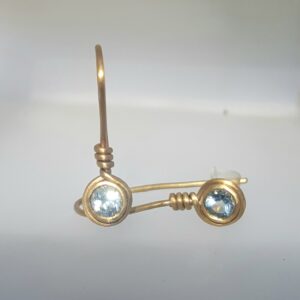 Gold Twist Blue Topaz Earrings