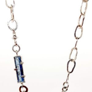 Amethyst and Kyanite Silver Necklace detail