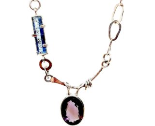 Amethyst and Kyanite Silver Necklace