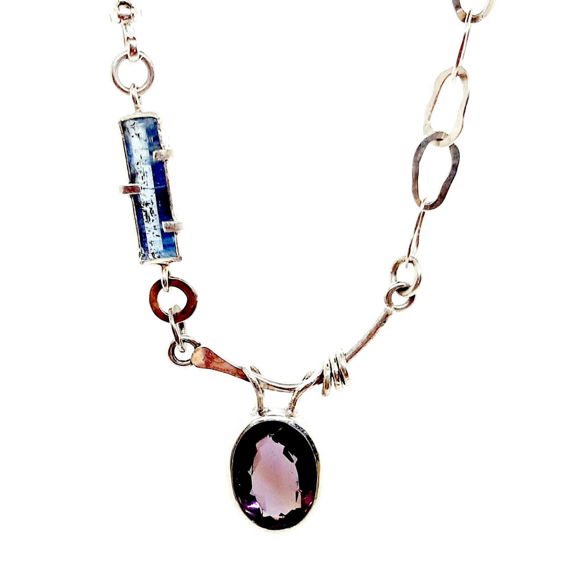 Amethyst and Kyanite Silver Necklace