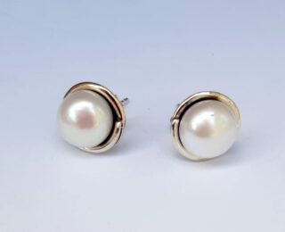 White Pearl Stud Earrings