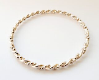 Silver Bobble Twist Bangle