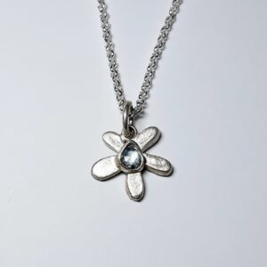 Silver & Sapphire Daisy Pendant