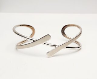 Forged wire silver cuff bangle